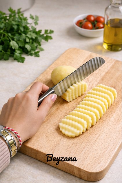Dalgalı Patates Dilimleyici Paslanmaz Çelik Sebze Kesici Dalgalı Kesim Mutfak Bıçağı
