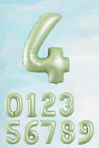 4 Years Old Retro Green Number Balloon 80 cm Retro Color Green 4 Years Old Birthday Balloon