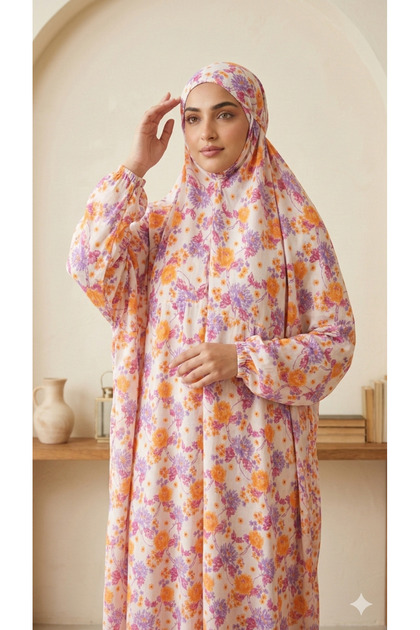 Light Weight Prayer Dress / Namazi/ Libs Salah with Integrated Khimar