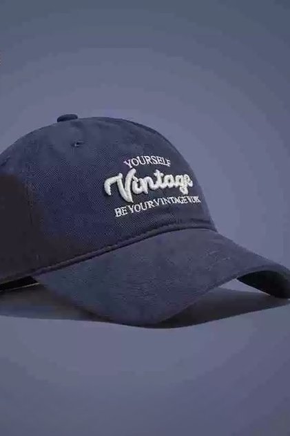Washable Vintage Look Retro Cotton Black Baseball Cap Hat Men/Women (Adjustable at the Back)