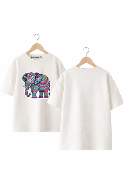 Patterned Fiil V1 Printed 100% Cotton Oversize Loose Regular Fit Crew Neck T-Shirt