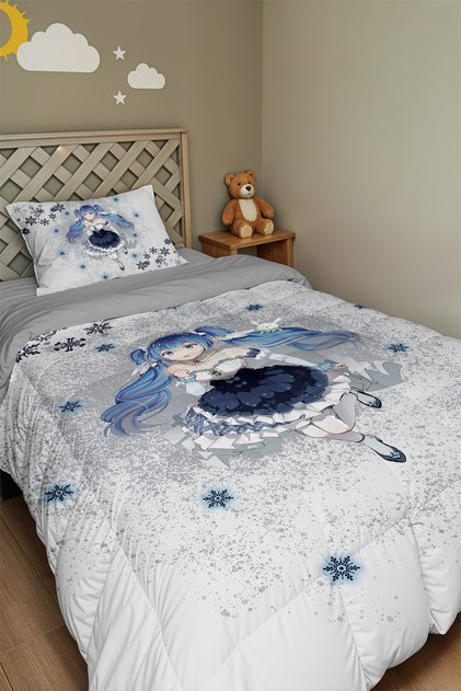 Free Anime Patterned Single Duvet and Pillowcase