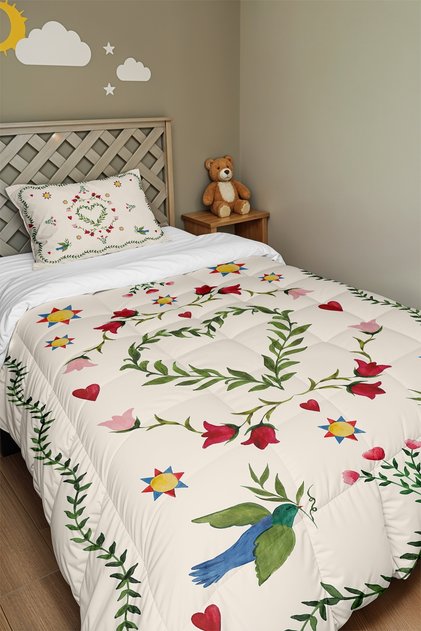 Song of Happiness Patterned Single Duvet and Pillowcase