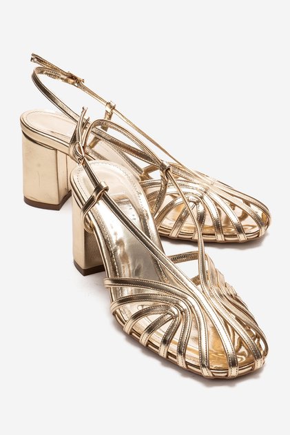 Wilda Gold Women's Thick Heeled Shoes