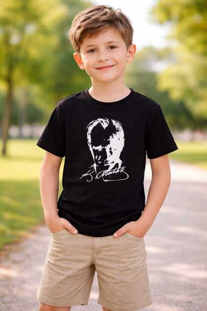 23 April 29 October Official Holiday Atatürk Silhouette Printed Unisex Kids T-Shirt