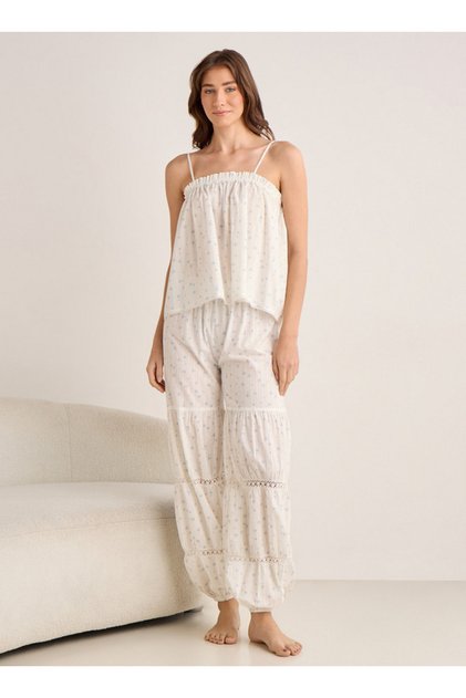 Pyjama Set Spaghetti Strap Top & Trousers Cotton