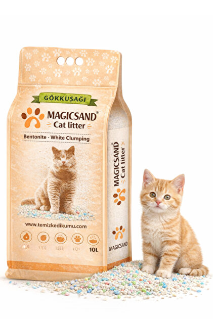 Magic Sand Ultra Topaklanan Gökkuşağı Bentonit Kedi Kumu 10 Litre