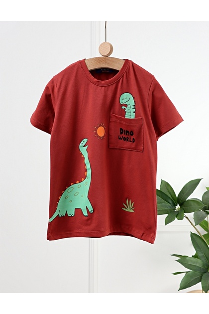 Tricou Dino World, model maro