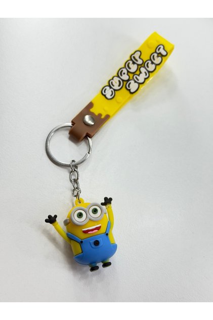 Cute Character Figure Keychain – Yellow Silicone Hanging Keychain – Bag & Key Accessory