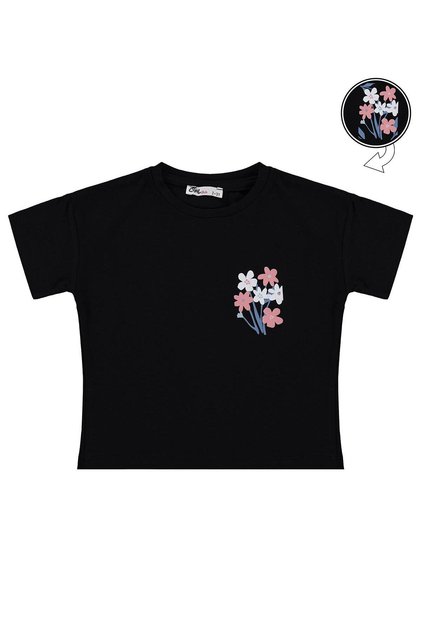 Colorful Floral Printed T-Shirt for 2-5 Years Old - Black