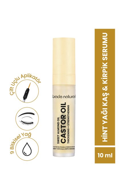 Ultra Hacim Veren Doğal Hint Yağı Kaş Kirpik Serumu Besleyici, Güçlendirici, Dolgunlaştırıcı 10 ml