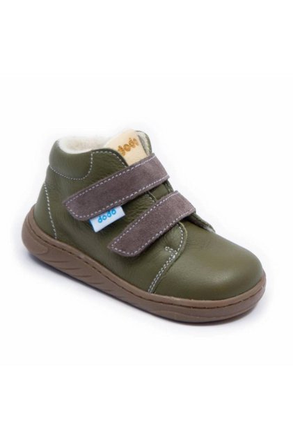 Ghetute copii Thermo Wool, Culoare Forest, piele naturala imblanite cu talpa flexibila, M22