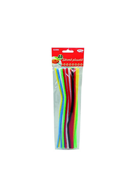 Tulpină Chenille, Culoare Multicoloră, Material Plastic/Metal, Dimensiune 30x0.6 cm, 25 Bucăți/Set