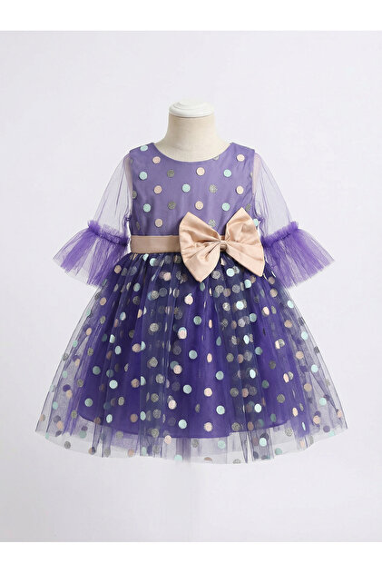 fitted lace wedding dress Polka dots purple dress  Bella Arweyo