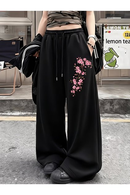 Japan Sakura Printed Oversize Baggy Sweatpants