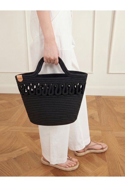 Black Shk318 Handcrafted Wicker Hand, Arm and Shoulder Bag