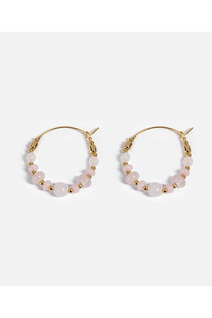 Combined Stone Hoop Earrings