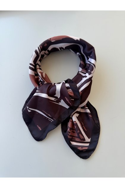 Brown Patterned Scarf Bandana Women's Clothing Akaesuar
