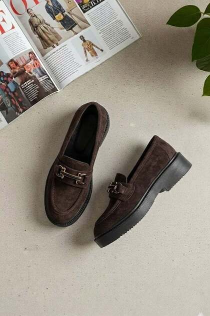 Elit My-744S Women's Genuine Leather Casual Shoes Brown
