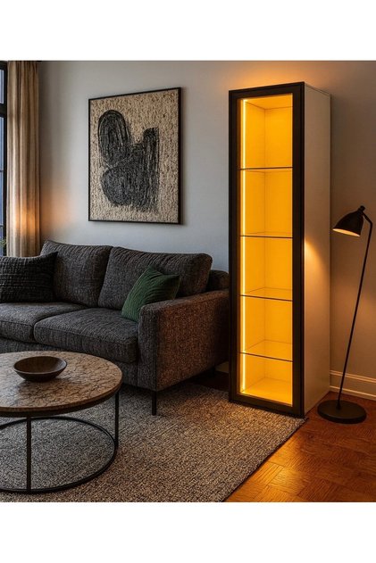 Cam kapaklı vitrin kahve köşesi 200*40*30 %100 Mdf{özel ölçüde yapılır)