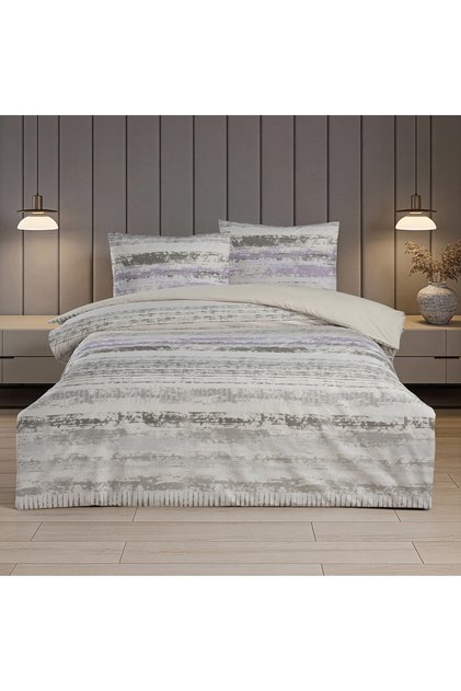 Sand Wave Double 100% Cotton Ranforce Duvet Cover Set Purple (3 Pieces) 200X220/50X70 Purple
