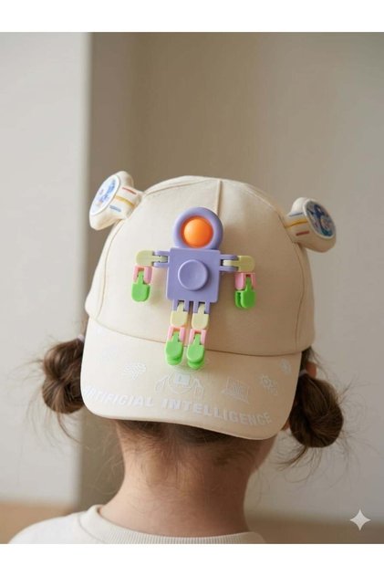 Kitti Children's Cap with Removable Toy Figure for Ages 5-8