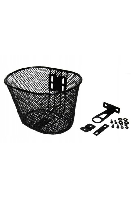 Cos biciclete copii, material metalic, culoare negru, montaj fata