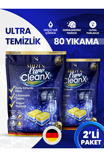 Shizen Kozmetik Shizen Care Cleanx Bulaşık Tableti 2'li Paket