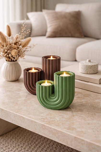 BUBUHOMEDECOR Modern Evler iin Kakts Figrl Mumluk Kahverengi / Yeil -  Fiyat, Yorumlar