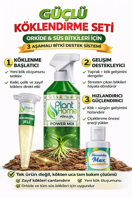 Orkide ve Süs Bitkileri İçin Güçlü Köklendirme Seti | Hızlı Kök Gelişimi & 3’lü Set