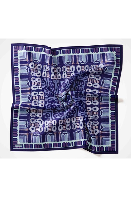 Viscose Velora Scarf Four Seasons Antique Motif Pattern Morcivert 90X90