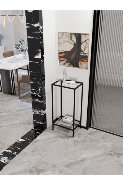 Leve Şeffaf Cam Raflı Metal Dresuar | Dar Alanlar İçin Modern Antre Sehpası uzun sehpa Kahve Köşesi