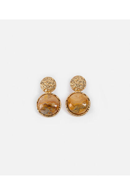 Combined Stone and Textured Metal Earrings