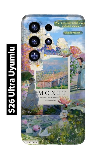 Samsung Galaxy S26 Ultra Compatible Monet Collage Patterned Transparent Phone Case