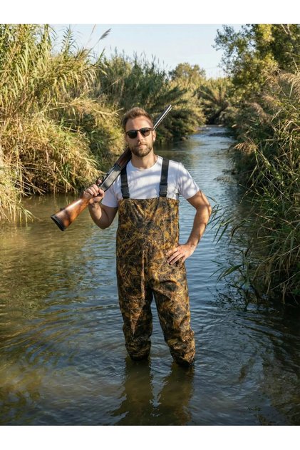 Saz Desen Tulum Çizme (Göğüs Wader) %100 Su Geçirmez Dikişsiz Bez Kaplı Çizme