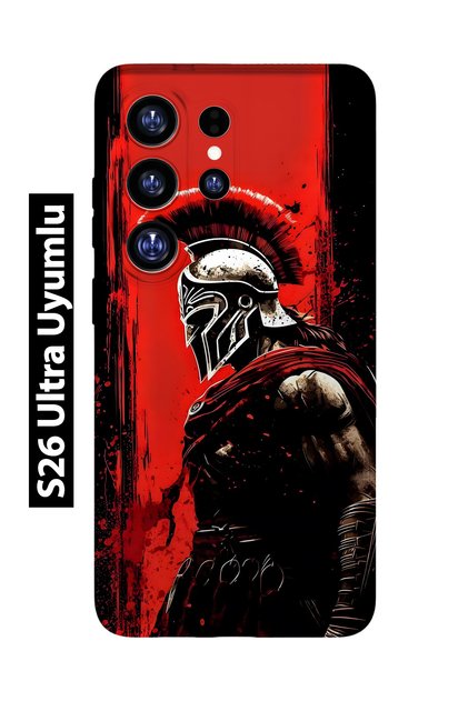 Samsung Galaxy S26 Ultra Compatible Warrior Sparta Patterned Transparent Phone Case