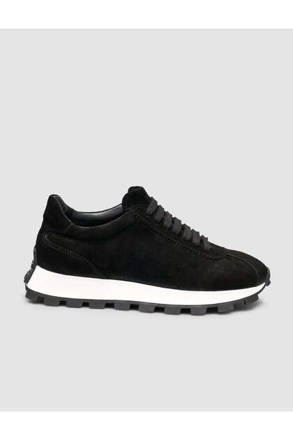 Black Genuine Calf Leather Women's Sneaker