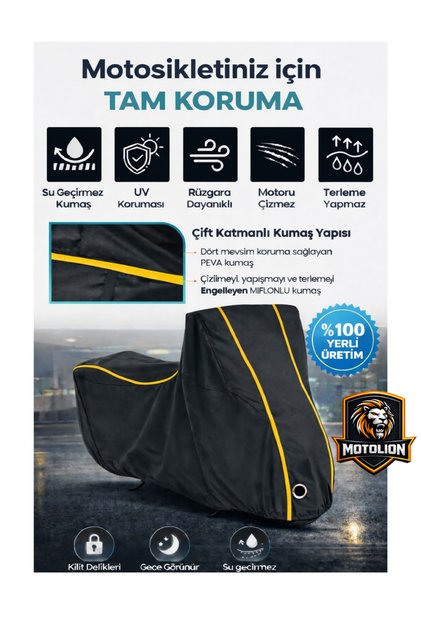 Arora Mojito 50 Black-Yellow Stitched Lockable Motor Tarpaulin, Cover