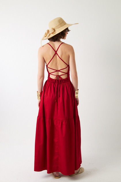 red sequin backless dress Corine Slip Dress in Red Cherry Disc Sequin