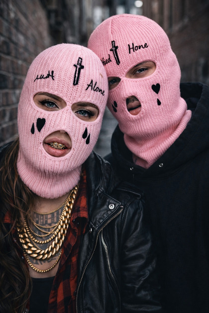 FG KONNİCHİWA Purple Red and Pink Snow Mask (Balaclava