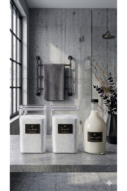Luxury 3-Piece Detergent & Softener Set & Set with Glass Label