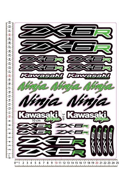 Redline Grafik Redlinegrafik Ninja Yazılı ZX-6R ZX6R Sticker Set