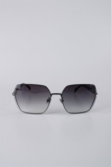 Women's Geometric Metal Framed Gradient Glass Sunglasses Black Gg25Mp3403R01