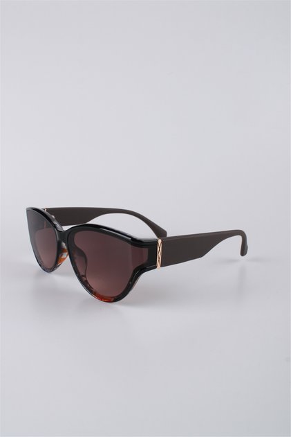 Women's Cat Eye Black Frame Brown Glass Sunglasses Gg25Lvsf8003R03