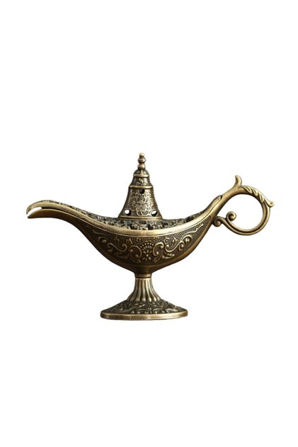 Arzător de tămâie, Flipppy, Model Lampă Aladdin, Aliaj, Dimensiune mică, 3,2 x 9 x 6 cm, Bronz