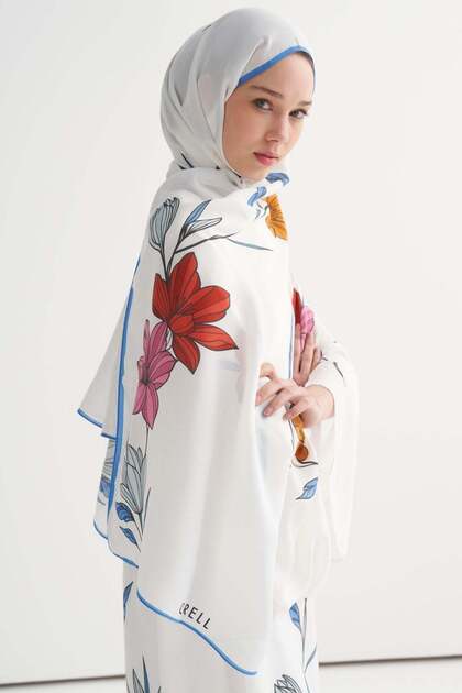 Garden Floş Shawl Ecru