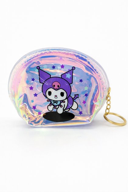 Transparent Hologram Water Wallet with Kuromi Figure for Girls & Wallet