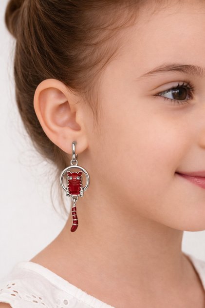 Pineapple Cherry Daisy Heart Cat Figured Dangle Children's Earrings