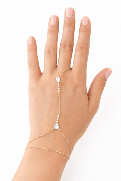Zircon Stone Gold Shahmeran Bracelet – Elegant Hand Accessory