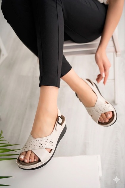 Women's Orthopedic Anatomical-Soled Heeled Comfort Model Mother Middle-Aged Young Chic Sandals Slippers